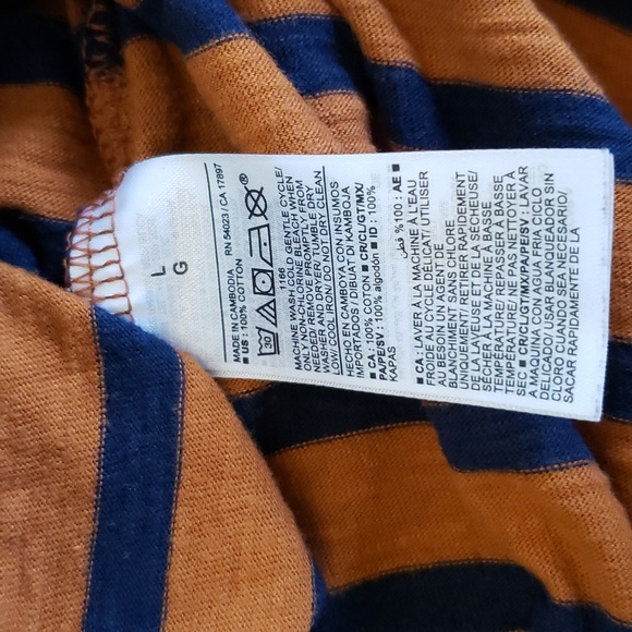 Burnt orange/navy striped Maternity midi dress - Picture 7 of 7